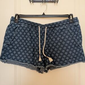 LOFT Patterned Blue Jean Shorts